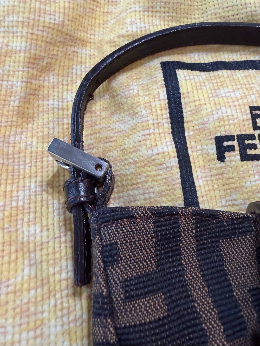 🔥EUC Authentic Fendi Mini Crescent Bag With Iconic FF Canvas - Picture 5 of 10